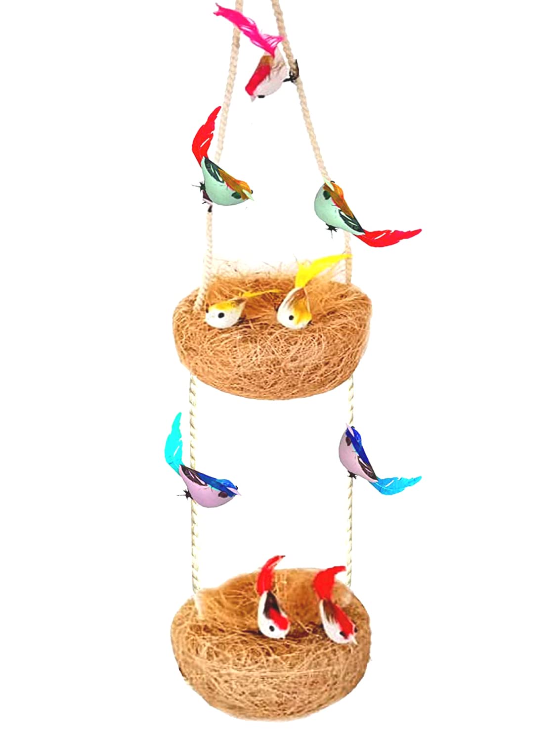 LIVEONCE Coir Two Tier nest for Decoration with 8 Birds Color -Brown,w -8 cm, H -40 cm,L-8 cm -1 Piece (B09N3W3555) Amazon Price History, Amazon Price Tracker