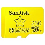 SanDisk microSDXC pour les consoles Nintendo Switch, Super Mario Super Star 256 Go, UHS-I Carte, jusqu'à 100 Mo/s, Produit sous licence Nintendo, Class 10, U3