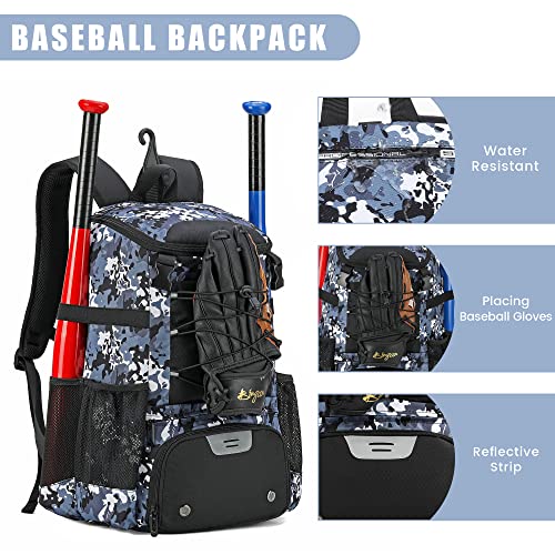 Ai En Jiu Softball Bag, Baseball Bat Bag For Youth Girls Adult, Lightweight Baseball Equipment Backpack With Shoe Compartment, Bat Backpack With Fence Hook For Tball Bat, Helmet(Blackcamouflage) #TOP3