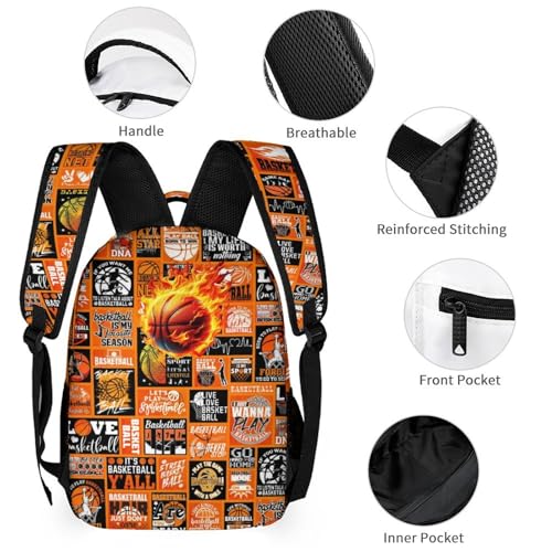 Basketball Backpack for Kids Girls Boys School, 16 Inches Ball Bookbag, Colorful Sport Ball Backpack for School3