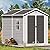 8X6 FT Storage Shed, Resin Outdoor Storage Shed with Floor & Lockable Doors, All Weather Plastic Lean to Shed with Window and Vents, Garden Tool Shed for Bike, Toy, Lawnmower
