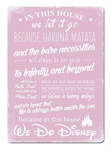 Cirrus Esta casa We Do Disney V2 Rosa Metal Pared Placa Decorativa para Pared, diseño con d2pn