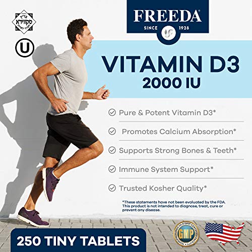 Freeda Vitamin D3-2000 Iu - Pure High Potency Kosher Supplement Tablets - Bone And Muscle Health, Calcium Absorption, Immune Support For Men And Women* - 250 Count #TOP2