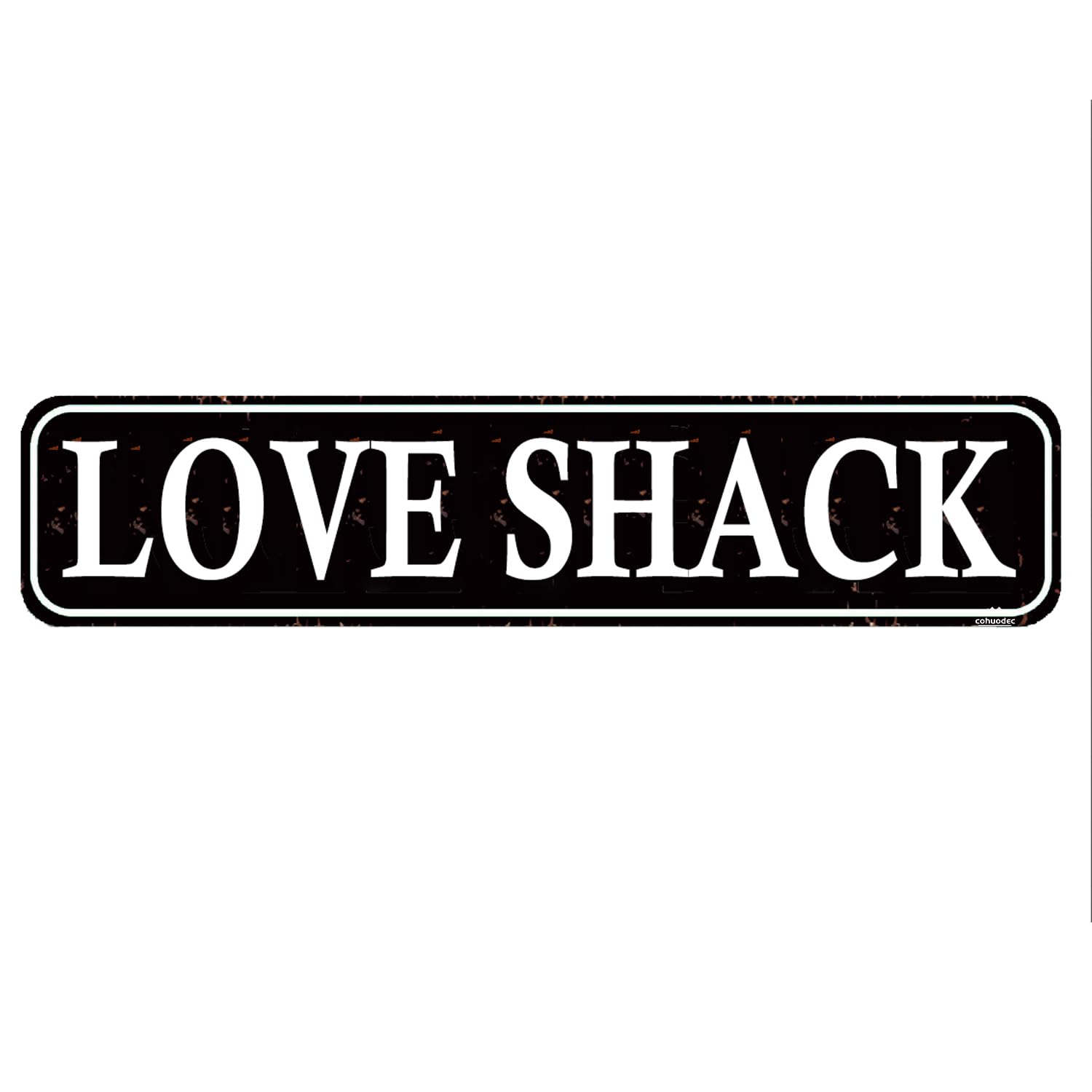 Love Shack Decor - House Man Cave Street Sign for Door Name Plate Plaque Home Patio Garden Bar Farm House Garage Wall Decor Metal Tin Sign Black 4x16 Inch
