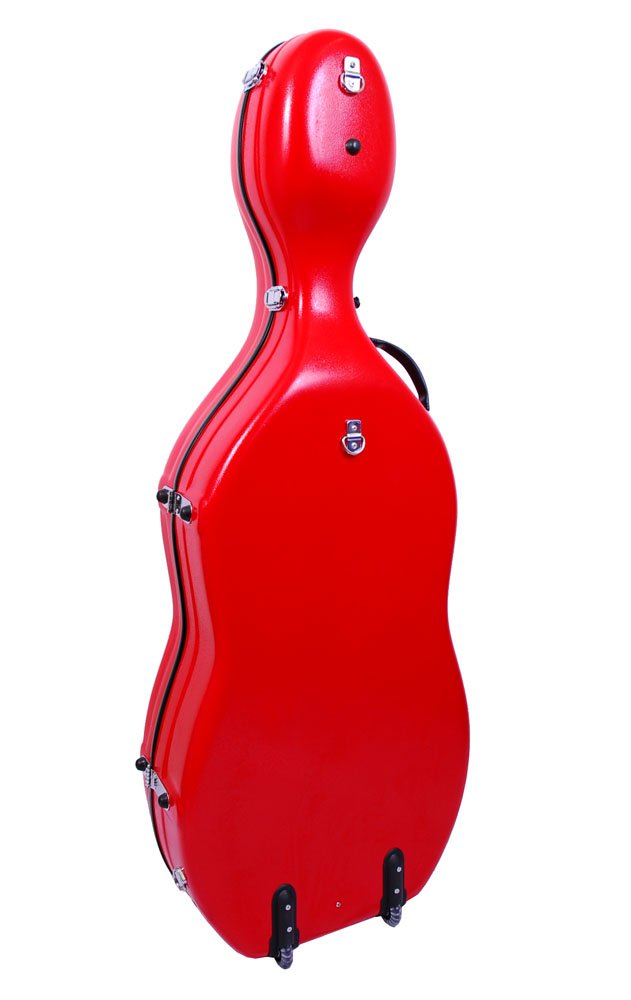 Tonareli Fiberglass Cello Case w/Wheels - Red