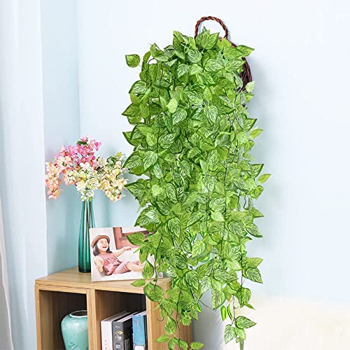 Artificial Hanging Plants 2Pcs Fake Hanging Plant Artificial Outdoor Plants For Uv Resistant Plastic Plants (Not Include Basket) #TOP4
