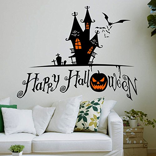 Vinilo Decorativo Halloween Castillo y Calabazas 28x22 in miniatura 2