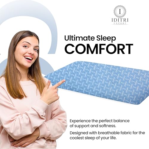 Image of Sky Geometric Ultra Slim Memory Foam Pillow, 55x40x5 cm for Spinal Health, Breathable Jacquard Fabric Cover, Orthopedic Bedding for Stomach and Back Sleeper, Aligned Spine aid Unit