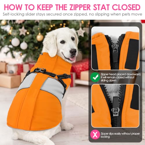 Image of AOFITEE Dog Coat with Harness Waterproof Dog Winter Jacket for Medium Dogs