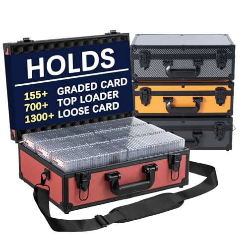 JOJOUP Graded Card Storage Box – Holds 155+ Graded Cards or 700+ Top Loaders - Aluminum Alloy Trading Cards Case, Sports Card Storage Box with Lock, Fits PSA, CSG, BGS (XL Red) by JOJOUP - Used condition - US$41.54