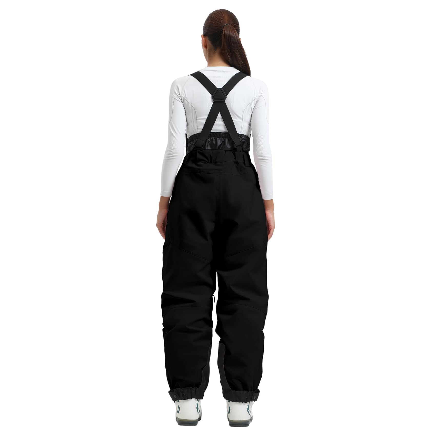 GSOU SNOW Mujeres Pantalones de Esquí Holgados Pantalones de Snowboard Baggy Pantalones de Nieve Oversize con Tirantes - Multibolsillos Impermeable Antiviento Transpirable Aislado Cálido