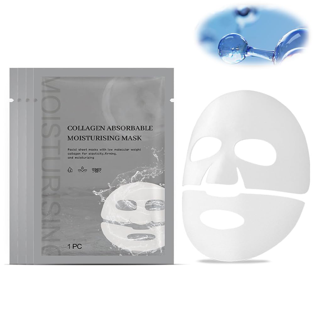 Azonee Collagen Sheet Masks, Deep Overnight Collagen Face Mask for Anti-Wrinkle & Lifting, Pore Minimizing, Hydrating & Elasticity Improvement (4PCS)