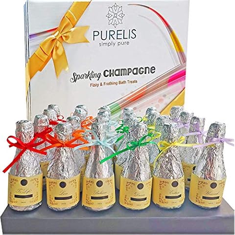 Bulk Organic Bath Bombs Gift Set. Wedding Favors & Party Favors for Adults. Dry Skin Moisturize Bath Balls Individually Wrapped Bath Bombs for Women & Men. 24 Wine & Champagne Bottles Party Favors. Cover