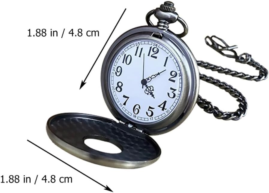 Vintage Bronze Quartz Pocket Watch with Hollow Cover Mechanical Retro Timepiece for Men Stylish Gift for Father and Husband with Wood Grain Texture