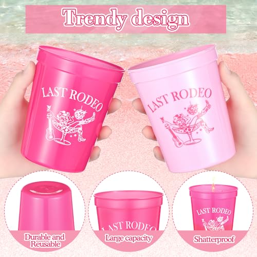 Image of Yungyan 24 Pack Bachelorette Party Plastic Cups Bulk 16oz, Last Rodeo
