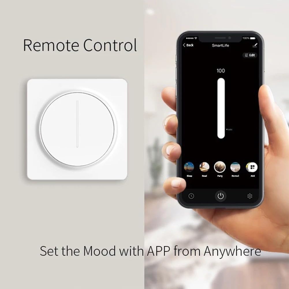 para Tuya WIFI/-Zigbee interruptor de atenuación inteligente interruptor de pared con atenuación táctil, Control de aplicación remota, funciona con para Tuya, para Smart Life (WiFi)