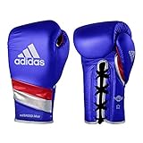 adidas Adi-Speed 500 Pro Boxhandschuhe – für Boxen, Kickboxen & Sparring – traditioneller Schnürverschluss – Metallic-Look 473 g, Blau / Rot / Silber – für Damen und Herren