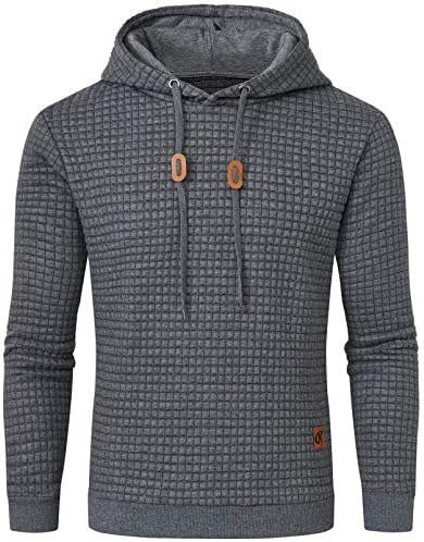 YuKaiChen Mens Hoodies Casual Midweight Long Sleeve Sweatshirt Dark Grey Large