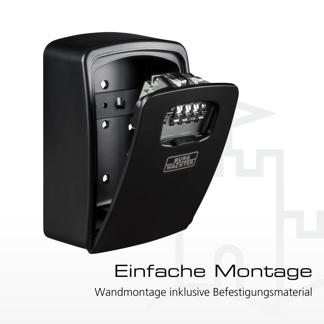 Burg-Wächter Key Safe 40 SB Schlüsseltresor 4-stelliger Zahlencode Wandmontage Schwarz 146x105x54mm