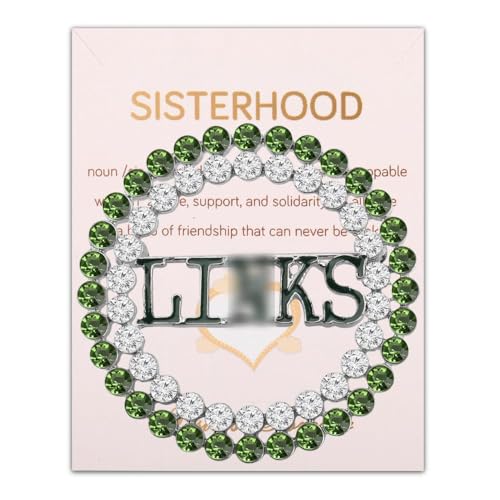 Image of UJIMS Link Sorority Gift Pretty Green and White Sorority Sister Brooch Pin Sisterhood Jewelry Greek Sorority Bracelet Graduation Gift