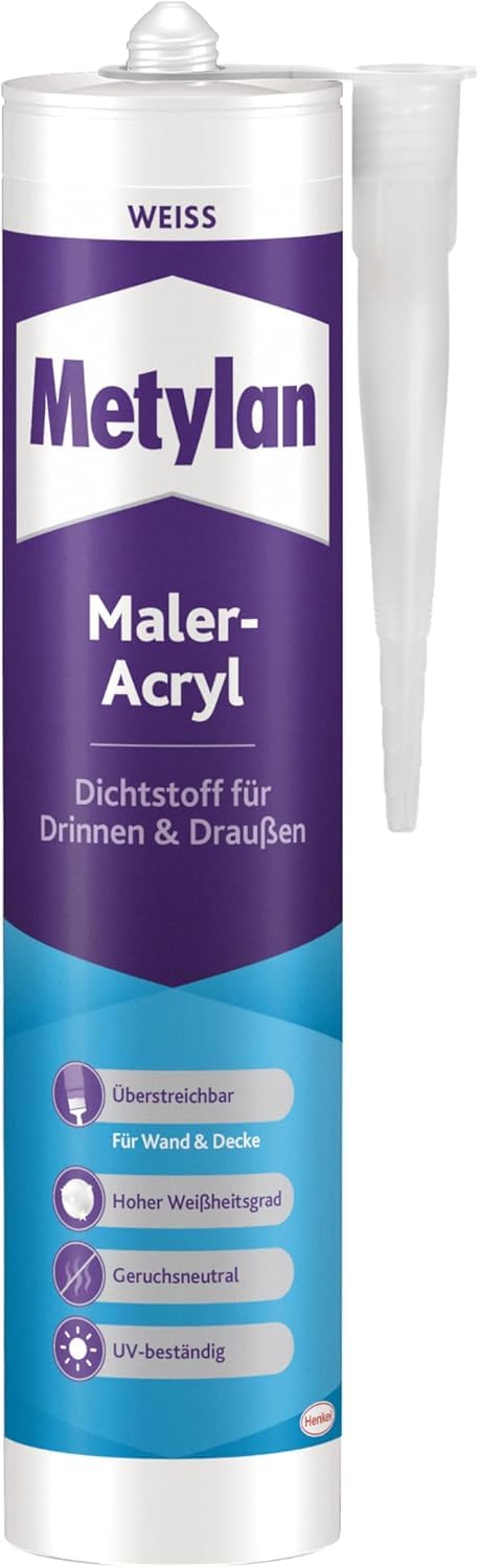 Metylan Maler-Acryl Wand & Decke, für innen und außen, weiß, überstreicbar; 12x300ml