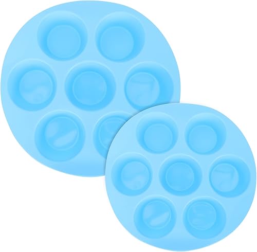 Miniatura 3 de Zerodeko 2 moldes de silicona para magdalenas antiadherentes, 7 tazas, freidora de aire, moldes de silicona para hornear, moldes reutilizables de