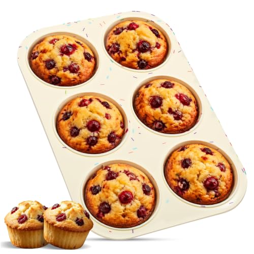 Image of Silicone Muffin Pan for Baking, Large Muffin Pan 6 Cup Jumbo Size