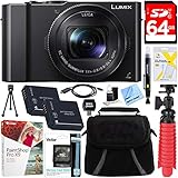 Panasonic LUMIX LX10 20.1MP Leica DC Optical Zoom Digital Camera + 64GB Class 10 UHS-1 SDXC Memory Card + Two Pack BLH7 Battery + Accessory Bundle
