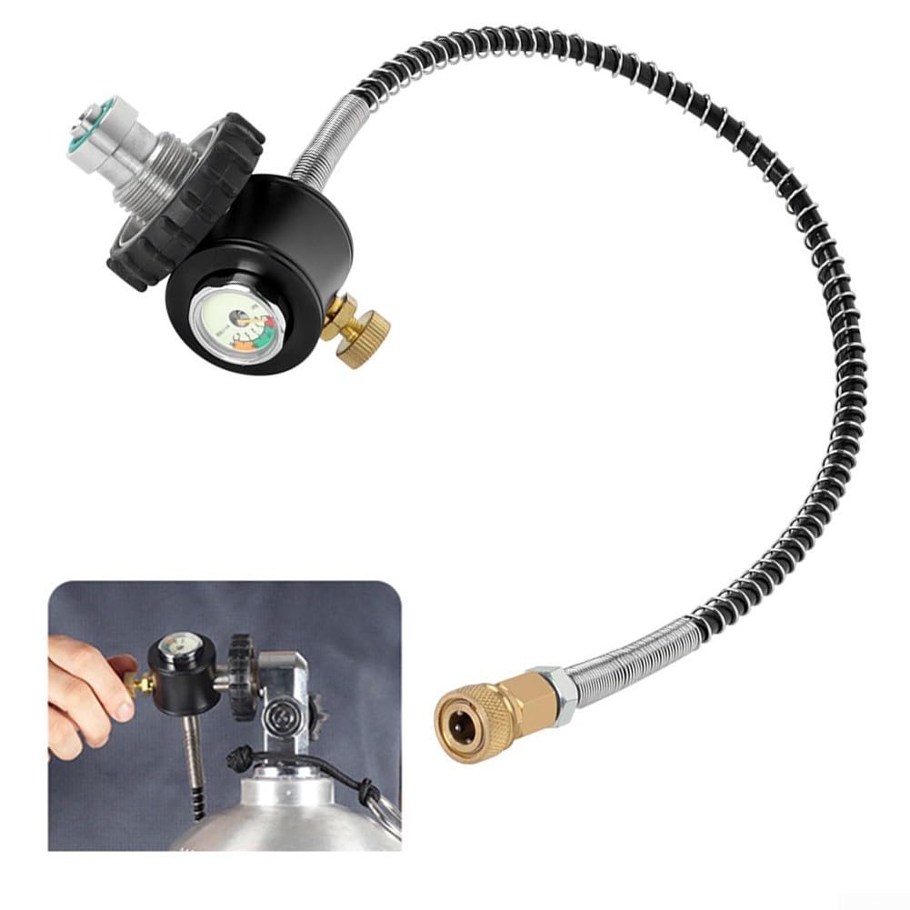 Manometro a cilindro per immersioni subacquee con adattatore DIN G5/8, connettore di riempimento dell'aria in acciaio inossidabile per valvola gonfiabile da 8 mm, gamma 20-30 MPA, nero