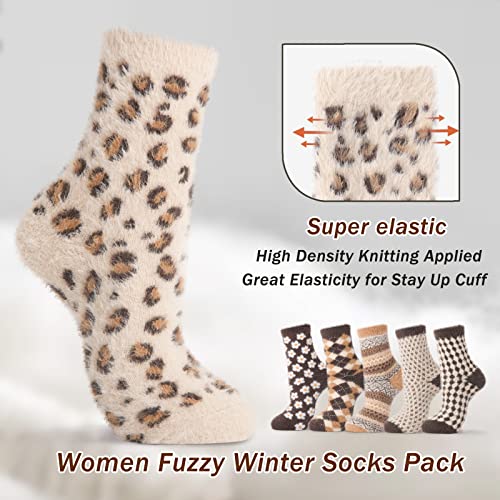 Womens Fuzzy Socks Winter Warm Socks for Women Thick Thermal Cozy Socks for Ladies 6 Pack2