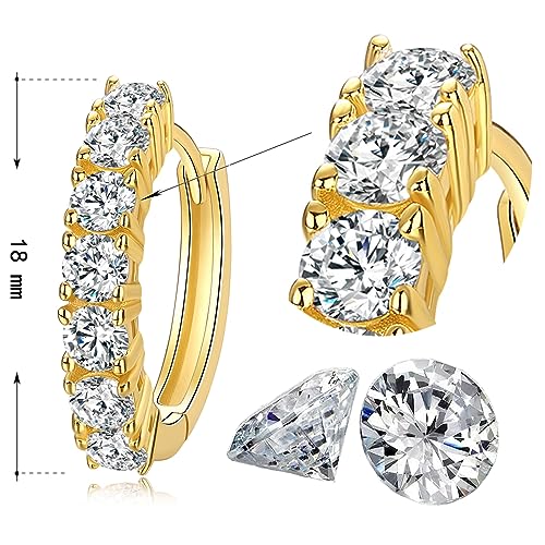 Moissanite Hoop Earring, 925 Sterling Silver 1.4ct D Color Moissanite Earrings, 18K White Gold Plated Huggie Hoop Earrings for Women3