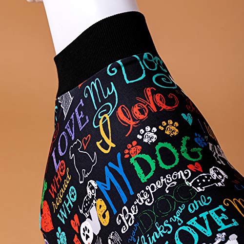 LovinPet Large Pajamas/Post Surgery Shirt/UV Protection/Love My Dog Words Black Prints/Post Surgery Shirt/UV Protection, Pet Anxiety Relief, Wound Care for Large Dog Onesies