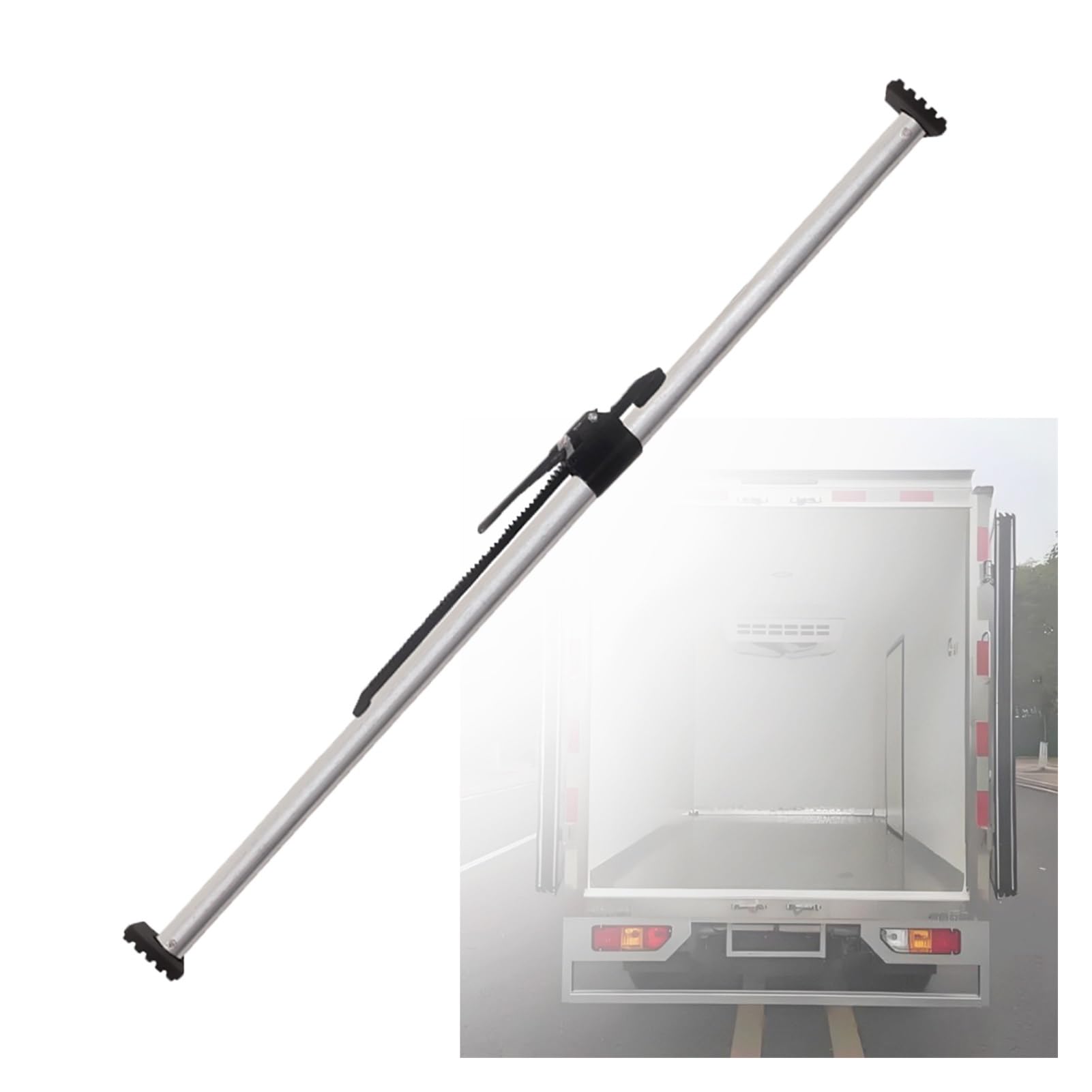 QIYFOZ Ratcheting Cargo Bar，，Adjustable Cargo Bar for Pickup Trucks, 51.2-74.8" Ratcheting Bed Pole with Anti-Slip Pad, Perfect for Trailers & Box Trucks (130-168cm, 1 Piece)