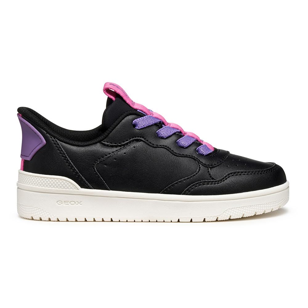 Geox Girls J Washiba Fast in Gi Sneaker, Black Fuchsia, 12.5 UK