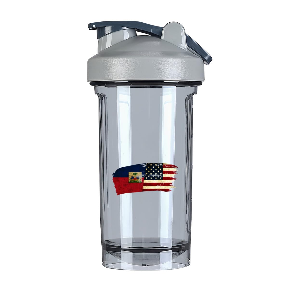 Haitian America Flag 18 Ounce Shaker Cup,Fashion Theme Pattern Shaker Bottle Leak-proof Workout Shake Bottles 500ML/18 oz Perfect for Pre Workout