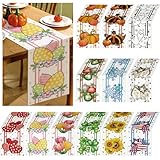 Honeydak 12 Pcs Holiday Table Runner Seasonal Farmhouse Table Decor 13 x 72 Inch Thanksgiving Christmas Decorations Fall Halloween for Home Party Dining Room Kitchen
