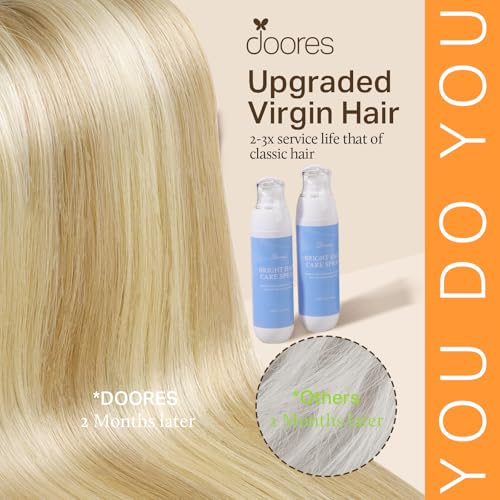 Image of DOORES Clip in Hair Extensions Real Human Hair - DirtyBlonde Highlight Golden Blonde 160g 7pcs 24 Inch, Invisible Edge Natural Straight