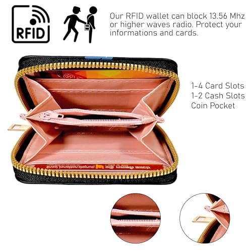 Image of Valerie Women Small Wallet Wallets For Girls Credit Card Holder Coin Purse Zipper Small Secure Card Case Cute Wallets Mini Wallets For Women (Black)