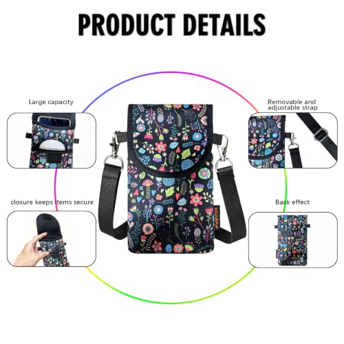 Image of Neoprene Phone Sleeve Pouch Case Bag for Men Women w /Crossbody Strap /Neck Lanyard for iPhone 17 /16 /15 /14 Pro Max, Samsung S25,Pixel 10