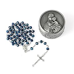 Blue Crystal + Madonna & Child Rosary Box