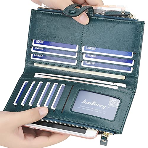 Womens Wallet Large Capacity Leather Credit Card Holder Coin Purse Phone Pocket Handbag, Black, One Size2