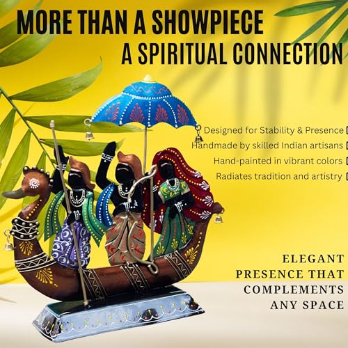 Image of KRAFTSKALA Iron Kewat Showpiece, Ramcharitmanas Inspired Spiritual Table Decor, Mythology Figurine Devotional Gift for Living Room, Housewarming - 12x12 Inch