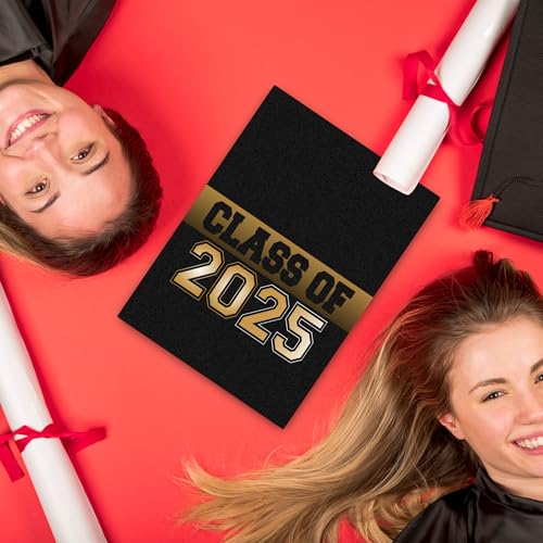 Image of Graduation Decorations 2025 Guest Book, Grad Party Decorations Class of 2025, Black and Gold Themed