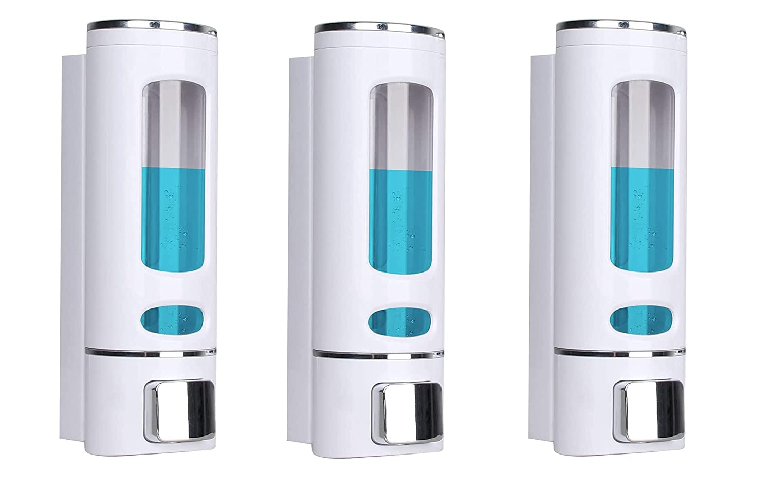 JPS Dispensador de jabón de plástico ABS para baño, montado en la pared, champú, acondicionador, dispensador de gel de lavado de manos, dispensador de jabón líquido desinfectante para lavabo,