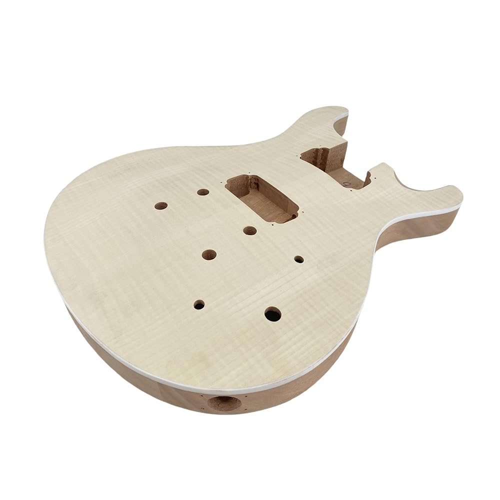 Yinfente Kit de guitarra de bricolaje con cuerpo de caoba, cuello de caoba con diapasón de palisandro, 6 cuerdas, kit de guitarra eléctrica con todos los componentes para construir tu propia guitarra