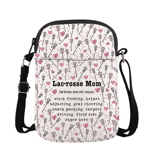 WSNANG Lacrosse Gift Lacrosse Mom Life Zipper Crossbody Bag Lacrosse Coach Messenger Bag