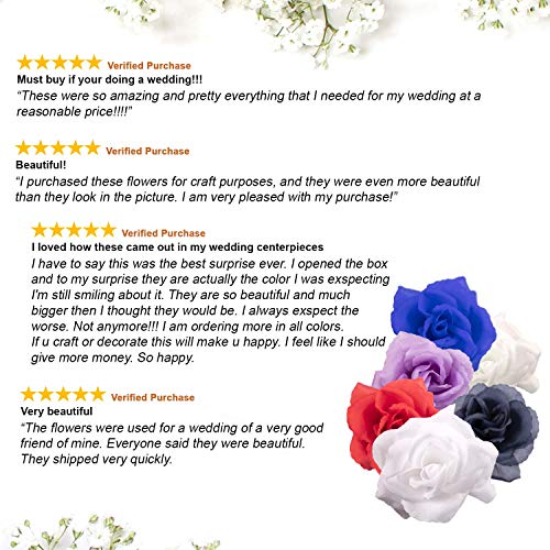 Artificial Flowers Black Rose Picks for Wedding Decorations, Bouquets, Table Centerpieces, DIY Projects - 50pcs Silk Roses with Flexible 8" Stems