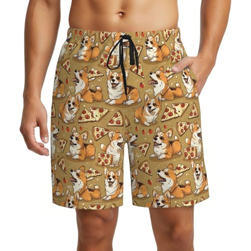 Men's Sea Turtles Exotic Tropical Leaves Beach Shorts Quick Dry Swim Trunks Mesh Lining Swim Shorts with Pockets
