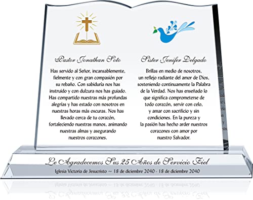 Placa de agradecimiento personalizada para el pastor y su esposa, personalizada con los nombres, el nombre de la iglesia y un texto personalizado, un regalo único de agradecimiento