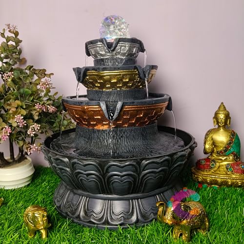 Image of Four Step Table Top Decorative Water Fountain for Home Decor /Office /Indoor & Outdoor /Garden /Puja Room /Vaastu (C-064)